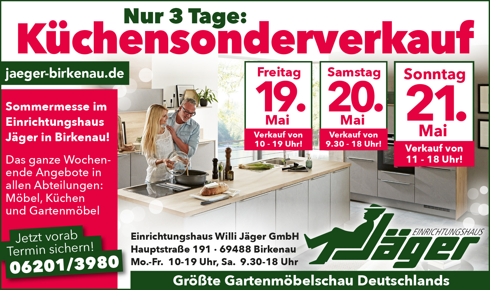 Nur 3 Tage Küchensonderverkauf im Einrichtungshaus Jäger in Birkenau
